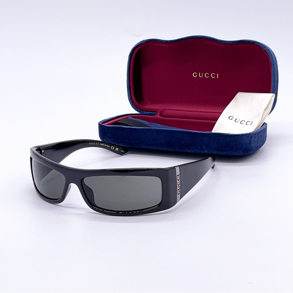 NEW GUCCI GG1492S BLACK UNISEX SHIELD SUNGLASSES GUCCI - Picture 1 of 14